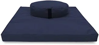 Meditation Cushion Set - Zafu and Zabuton - Made in the USA. Our Navy Cotton Oval-Shaped Meditation Pillow is Filled for Comfort and Designed with a Zipper Cover for Easy Cleaning.