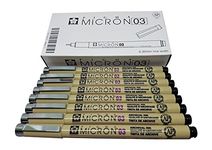 Sakura Pigma Micron pen 03 Black ink marker felt tip pen, Archival pigment ink pens for artist, zentangle, technical drawing pens - 8 pack of Micron 03 Black