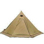 PRESELF 3 Person Lightweight Tipi Hot Tent with Fire Retardant Flue Pipes Window Teepee Tents for Family Team Outdoor Backpacking Camping Hiking (Khaki T2 Large)