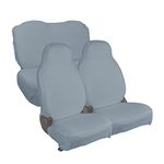 AUTOXYGEN Car Towel Seat Cover Accessories Front & Rear 100% Pure Cotton Fabric, Sweat Control Complete Set for i10 (Front Fixed Headrest, Grey)