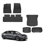 KUNCAIISH Floor Mats for Tesla Model 3 2024-2025, All Weather Automotive Floor Mats for Model 3 Highland, Front Rear Trunk Mats, TPE Floor Liners for Tesla Model 3 with Cargo Liner