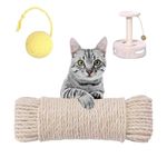 Multicolor Natural Hemp Rope， Repair and Replace Scratching Post， 1/4" Rope Cat Scratch Post DIY Jute Twine,Natural Hemp Rope for Scratching Post Tree Replacement. (White, 20M)