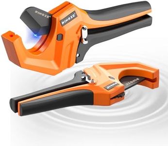 PINOZE PVC Pipe Cutter Cuts up to 2-1/2”, Aluminum Ratchet Pipe Cutter Tool Heavy-Duty for PVC, PPR, PE, PEX, Plastic Hoses & Plumbing Pipes, Fast Pipe Tube Cutters with Teflon Coated SK5 Blade