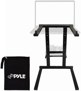 Pyle Portable Folding Laptop Stand - Standing Table with Foldable Height and Secondary Accessory Tray for iPad, Tablet, DJ Mixer, Workstation, Gaming and Home Use with Bag - PLPTS35