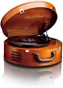 Classic Phono by Lenco TT-34 Retro Turntable | Suitcase Record Player | PC Encoding With Built In Speakers - Brown
