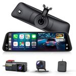 AUTO-VOX OEM Rear View Mirror Camera with CarPlay & GPS Tracking: 9.36" Smart Touch Screen, Dual 2K Mirror Dash Cam, Voice Control, Auto Brightness, Clear Night Vision for Car, SUV, Truck