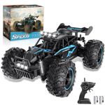 Carox Remote Control Car, 2.4GHz 25KM/H High Speed RC Car, 1:18 Off-Road Monster Truck with LED Lights and 1800mAh Rechargeable Battery – Best Gift for Boys 6+ (Blue)