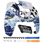 eXtremeRate LUNA Redesigned The Great Wave Front Shell Touchpad Compatible with ps5 Controller BDM-010 020 030 040 050, Replacement Custom Touch Pad Cover Compatible with ps5 Controller