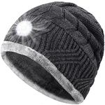 Gift Ideas for Men LED Hat - Mens Stocking Fillers Xmas Gifts for Dad Men Husband, for Him Hat Beanie with Light,Warm Bright Head Torch Hat,Running Fishing Cycling Gifts Grey