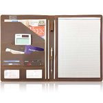 Leather Portfolio A4 Conference Folder Padfolio - Business Portfolio Notepad Holder for Interview/Presentation Executive Document Organizer & Business Card Holder - Versatile Multi Storage + 1 Pen