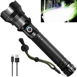 LED Rechargeable Flashlight, 300000 High Lumens Super Bright Flashlight with ΒATTERY & USB Cable, Waterproof Handheld Powerful Flashlight with 3 Modes for Camping Emerge∩cy Reading