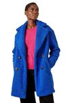 Roman Originals Teddy Coat for Women UK Ladies Borg Faux Fur Coatigan Lined Casual Soft Fluffy Fleece Texture Oversized Longline Warm Cosy Winter Jacket Thick Cardigan - Royal Blue - Size 20