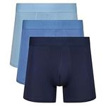 WRANGLER Men's Boxers in Blue/Navy Shades | Ultra Soft Viscose from Bamboo with Stretchy Elasticated Microfibre Waistband | Comfortable & Breathable Underwear - Multipack of 3