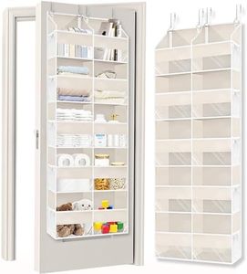 Over the Door Organizer 5 Tiers,Extra Large Behind Door Storage of 10 Compartments,50 lbs Weight Capacity Over the Door Storage, Door Hanging Organizer for Closet, Diaper Organizer, Toy Storage, Beige