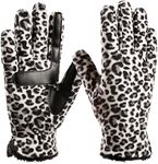 isotoner Women's Stretch Fleece Gloves with Microluxe Lining and Smart Touch Technology Cold Weather, Snow Leopard-Recycled and Smartdri, One Size
