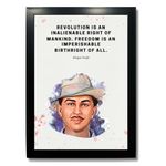 Kagaz Kala - Famous Personalities Digital Print with Motivation Quotes - Framed Quotes Poster - 13x10 Inches Synthetic (Bhagat Singh - Revolution)