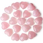 XIANNVXI 20 Pcs Rose Quartz Crystals Heart Stones Rose Quartz Stones Pink Quartz Crystal Gifts for Women,Reiki Healing Gemstones Pink Gifts