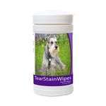 Healthy Breeds Dog Tear Stain Wipes for Miniature Schnauzer - Over 200 Breeds - Facial Eye Cleaner - 70 Wipes - Cleans Crust Stains Mucus Saliva - Mild Gentle Fragrance Free