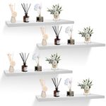 CYEER Floating Shelves Set of 4, White Display Storage Organiser Shelves, Solid Wood Invisible Wall Shelves for Office, Bedroom, Living Room and Kitchen Decoration Storage and Display