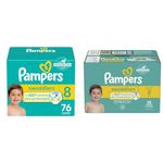 Diapers Size 8, 76 Count - Pampers Swaddlers Disposable Baby Diapers (Packaging & Prints May Vary) & Swaddlers Active Baby Diaper Size 8 38 Count