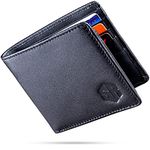 SKYREX Leather Wallets for Men with Keyring and Beautiful Gift Box, RFID Blocking Ultra Strong Stitching Extra Capacity Bifold Slim Stylish 2 ID Windows & 10 Card Slots (Black)