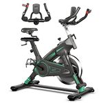 Goplus Indoor Cycling Bike, Stationary Exercise Bike Workout Bike with Device Holders, LCD Monitor, Adjustable Resistance & Seat & Handle, Simulated Swing Design, Suitable for Gym Home Cardio Training