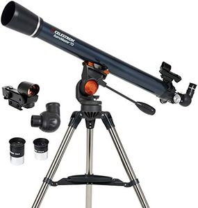 Celestron - AstroMaster 70AZ Telescope - Refractor Telescope - Fully Coated Glass Optics - Adjustable Height Tripod – Bonus Astronomy Software Package