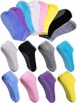 8 Pairs Non Slip Women Yoga Socks with Grips for Pilates, Unisex Yoga Sticky Socks for Martial Arts Fitness Dance Barre, Full Toe Ankle Grip Socks Cushioned for Hospital Home Workout Sports (8Colours)