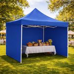 KriShyam® 10x10 ft Pop Up Canopy Tent with Carry Bag – Waterproof & UV Protection Folding Outdoor Gazebo Shelter for Garden, Camping, Picnic, Party & Events (Blue with Cover)