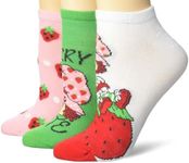 Strawberry Shortcake Women's 5 Pack No Show Ankle Socks, Red, 9-11