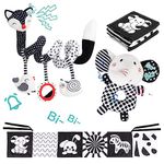 Ajsupojouet 3 Pcs Newborn Toys Baby Toys 0-3 Months，Car Seat Toys for Baby Toys 3-6 Months，Black and White Baby Toys，Montessori Baby Toys 0-6 Months，Infant Toys，Stroller Toy，Baby Rattle，Baby Gifts