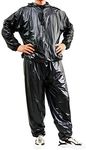 Heavy Duty Sauna Suit Exercise Sauna Sweat Suit Gym Workout Sauna Jacket and Sauna Pants Plus Size Sauna Suit for Women Men, Black, 3X-Large