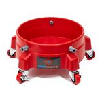 GRIT GUARD Bucket Dolly with Wheels - Rolling Detailing Wash Bucket with 5 Wheels and 2 Locking Casters Compatible with 2.5, 4, 5 and 6 Gallon Buckets (Red, 2" Red Casters)