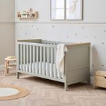Tutti Bambini Misha Baby Cot Bed (0-6+ yrs) 140x70cm - 3-in-1 Newborn Cot, Toddler Bed & Toddler Sofa with 3 Mattress Height Levels, 46kg, (Sage & Golden Oak)