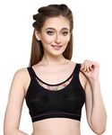 Libra Sports Bra with Designer Look (Lib-Tl230-001, Black, 42B)