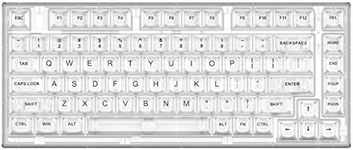 YUNZII X75 82 Key Hot Swappable Mechanical Keyboard with Transparent Keycaps, Gasket Mount 75 Keyboard, RGB Backlit Custom Gaming Keyboard for Windows/Mac (Crystal Ice Switch, Wired-White)