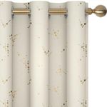 Deconovo Beige Blackout Curtains 84 inches Long 2 Panels, Constellation Pattern Foil Printed Curtains Living Room, Room Darkening Bedroom Curtains (Beige, 42 x 84 inch, 2 Panels)