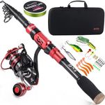 Sougayilang Fishing Rod and Reel Combo Set with Telescopic Fishing Pole Fishing Accessories and Carrier Bag for Saltwater Freshwater-2.1M Rod 2000 Reel with Bag