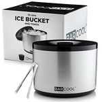 Barcool Ice Bucket with Lid and Ice Tongs | 10 Litre | Round & Double Walled Insulation | Perfect for Home Bars, Pubs, Restaurants, BBQs and Picnics (Silver)