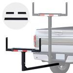 PENSUN Truck Bed Extender, 2 in 1 Design Foldable Pick Up Truck Bed Hitch Mount Extension Rack For Canoe Kayak Ladder Lumber,800lbs Load Capacity (Truck Bed Extender + Rubber Strips + Reflective Tape)