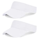 Marrywindix 2 Pieces of Sport Wear Athletic Visor Sun Sports Visor Hat Visor Adjustable Cap for Women and Men (One Size) White