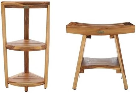 EcoDecors Snazzzy Corner Shelf Stool with Serenity Shower Stool
