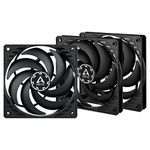 ARCTIC P12 Slim PWM PST (3 Pack) - PC Fan, 120mm Fan, PC Case Fan with PWM Sharing Technology (PST), Pressure-optimised, Quiet motor, Computer, Extra slim, 300-2100 rpm - Black