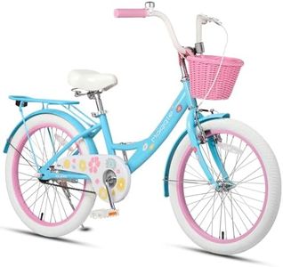 Glerc Maggie Grils Bike, 20 Inch Kids Bicycle for 7-13 Years Old Chlidren, Princess Styles Kids Bikes with Rack & Basket & Kickstand, Blue