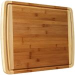 Bamboo Cutting Board - Wood Chopping Board with Juice Groove, Charcuterie Board, Serving Platter Cheese Board, Bread Board, Turkey Meat Cutting Board for Kitchen