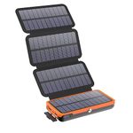 Paloceru Solar Charger Power Bank : 22.5W Fast Charging External Battery Pack with 4 Solar Panels - 27000mAh USB C Portable Phone Charger with 3 Outputs for Cellphone Tablet