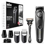 Braun Beard Trimmer Series 7 & Hair Clippers with Gillette Fusion5 ProGlide Razor, 39 Length Settings, Gifts For Men, UK 2 Pin Plug, BT7240, Black/Grey