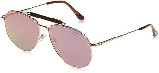 Tom Ford Sean FT0536 28Z Unisex Rose Gold & Pink Mirror Lens Aviator Sunglasses