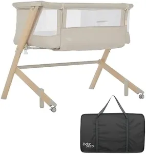 Evolur Stellar Bassinet and Bedside Sleeper, Easy to Fold and Carry, Lightweight and Portable Baby Bassinet, Height Adjustable, Mattress Pad Included, Beige