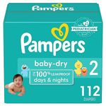 Pampers Baby Dry Diapers - Size 2, 112 Count, Absorbent Disposable Diapers